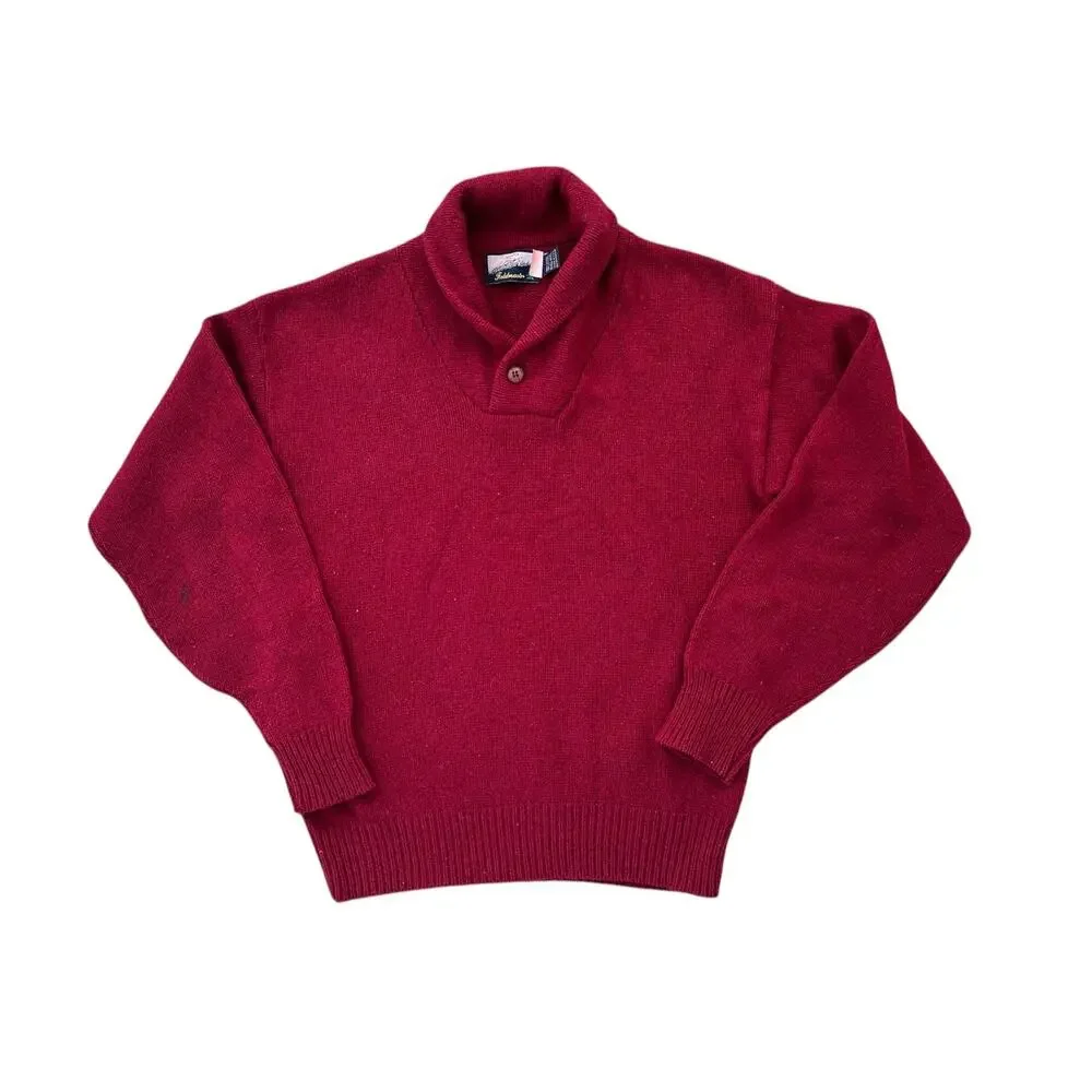 Vintage 70s 80s Fieldmaster Wool Men's L Tall Men's Grandpa Sweater Red Gorpcore